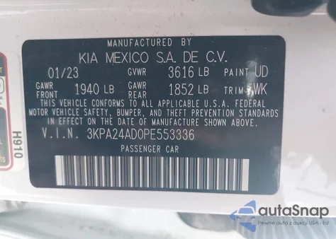 2023 Kia Rio Lx z USA, uszkodzony, nr VIN 3KPA24AD0PE553336